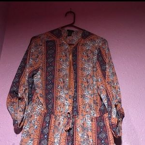 XL woman’s floral boho tunic blouse